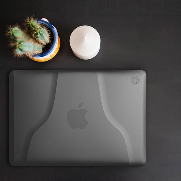 Ally Macbook Air 13 2018 A1932 Portatif Alt Üst Kılıf+çanta-(5775) - Gri