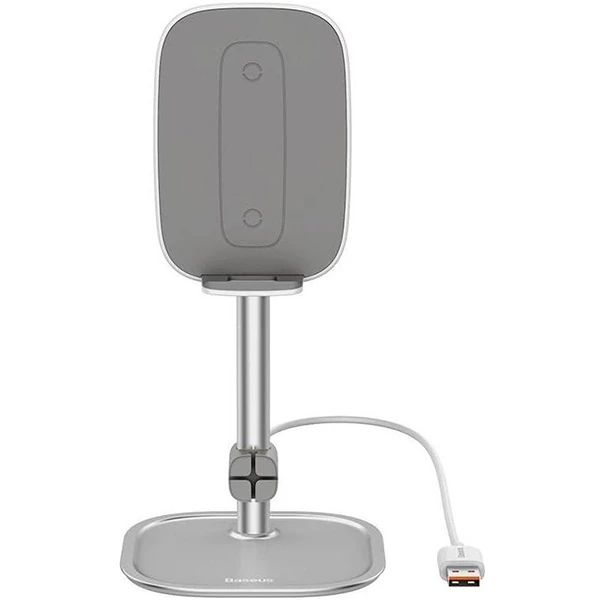 Baseus Literary 15W Kablosuz Şarj Masaüstü Telefon Tutucu Stand Wireless Şarj-(5775) - Gümüş