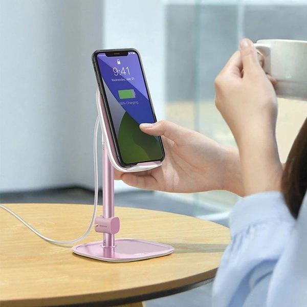 Baseus Literary 15W Kablosuz Şarj Masaüstü Telefon Tutucu Stand Wireless Şarj-(5775) - Gümüş