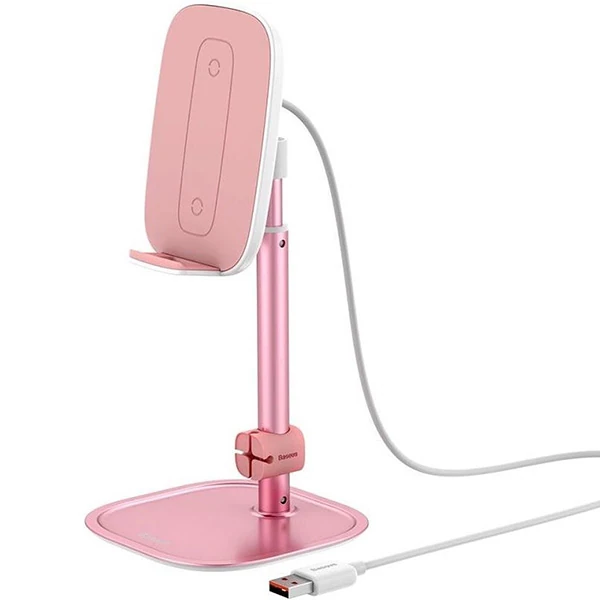 Baseus Literary 15W Kablosuz Şarj Masaüstü Telefon Tutucu Stand Wireless Şarj-(5775) - Rose Gold