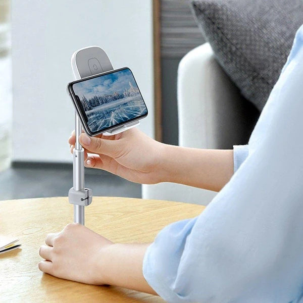 Baseus Literary 15W Kablosuz Şarj Masaüstü Telefon Tutucu Stand Wireless Şarj-(5775) - Gümüş