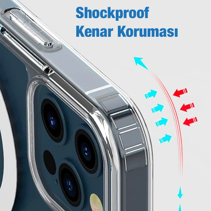 ALLY iPhone 13 Pro Magsafe Uyumlu Manyetik Kılıf Silikon Kılıf-(5775) - Şeffaf 2