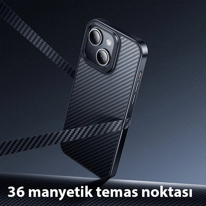 Hoco iPhone 15 AS7 Kılıf Manyetik Magsafeli Telefon Kılıfı-(5775) - Siyah