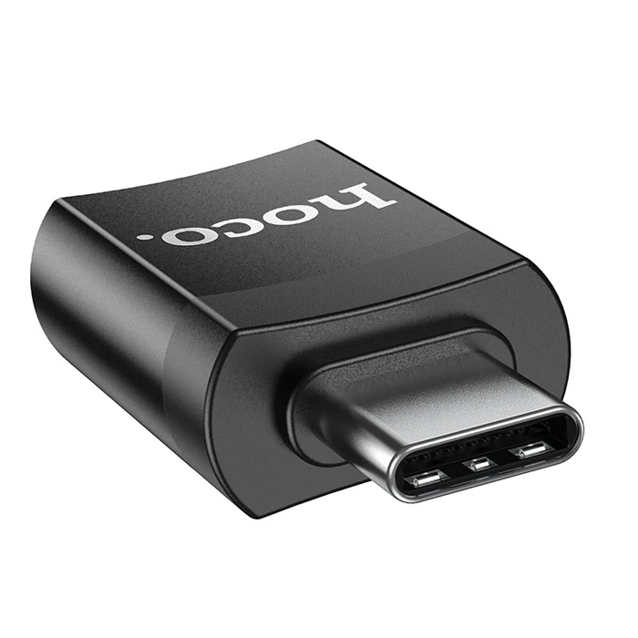 HOCO UA17 Erkek Type-C to Dişi USB Dönüştürücü Çevirici Adaptör-(5775) - Siyah