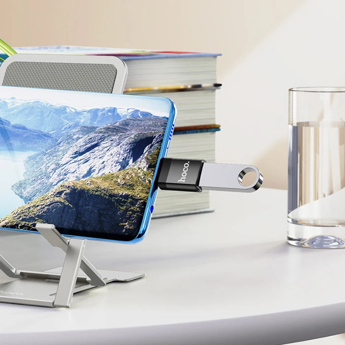 HOCO UA17 Erkek Type-C to Dişi USB Dönüştürücü Çevirici Adaptör-(5775) - Siyah