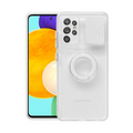 Ally SM Galaxy S21 Ultra S30 Ultra Kılıf Sürgülü Kamera Lens Korumalı Yüzük Standlı Silikon Kılıf-(5775) - Kırmızı