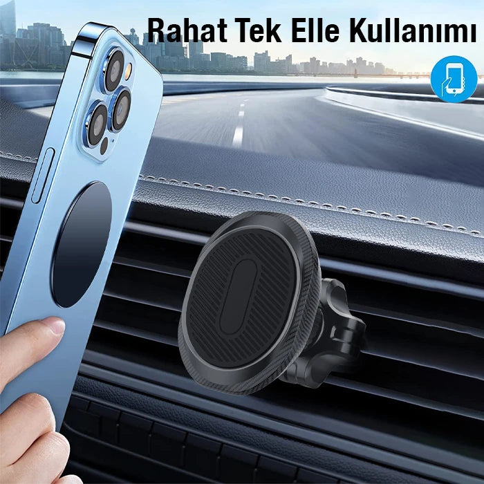 Ally ML172 Araç Klima Havalandırma Bölmesi Manyetik Yuvarlak Telefon Tutucu-(5775) - Siyah