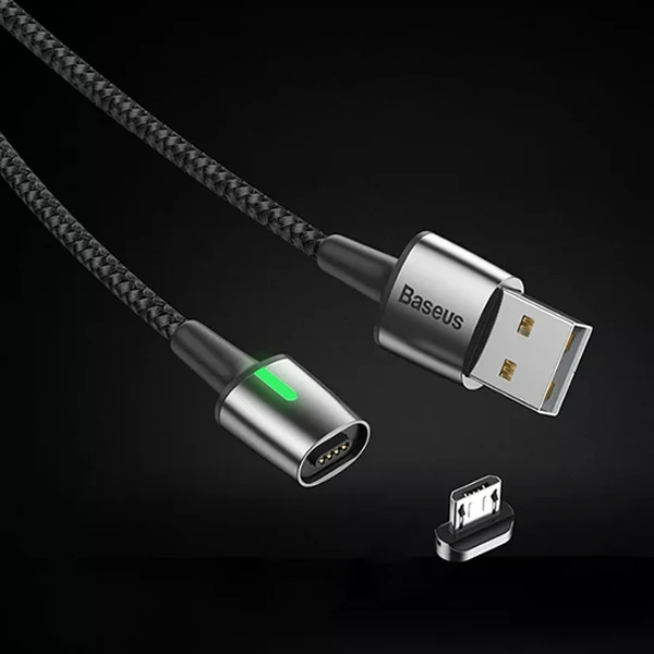 Baseus Zinc Magnetic Usb Kablo Şarj Android Mikro Başlık 2Metre 1.5A-(5775) - Siyah