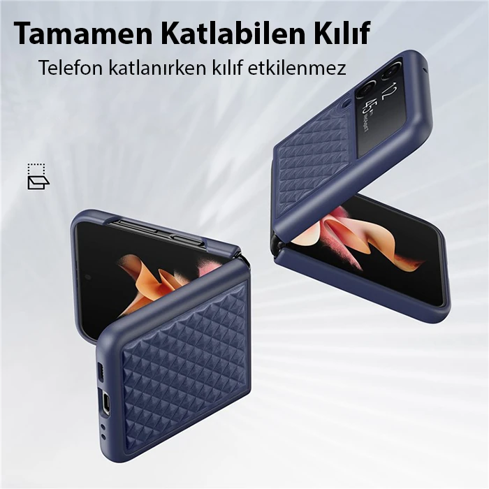 Dux Ducis Venice Series Samsung Galaxy Z Flip4 5G için Premium Deri Kılıf-(5775) - Pembe