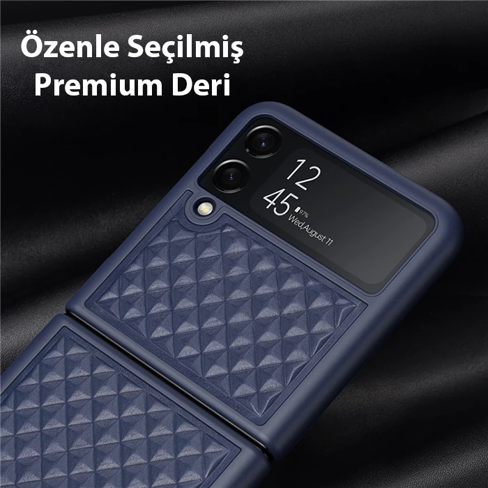 Dux Ducis Venice Series Samsung Galaxy Z Flip4 5G için Premium Deri Kılıf-(5775) - Pembe