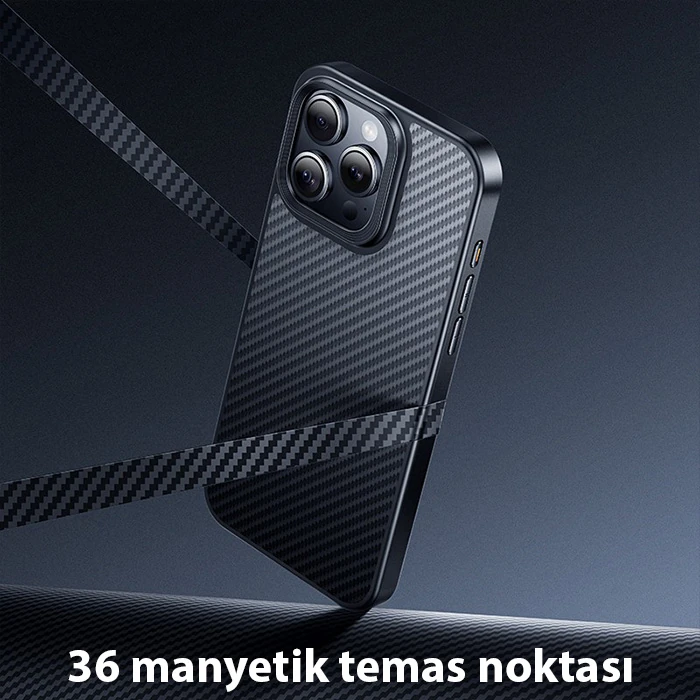 Hoco iPhone 15 Pro Max AS7 Kevlar Kılıf Manyetik Magsafeli Telefon Kılıfı-(5775) - Siyah