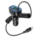 HOCO NZ11A 30W 2 USB+ Type-C Girişli iPhone Kablolu Araç Çakmaklık Şarj Aleti-(5775) - Siyah