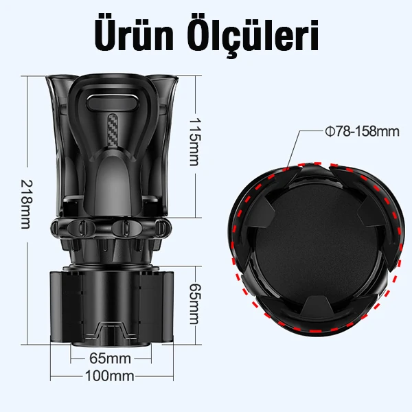 ALLY SB-6099 Araç İçi Ayarlanabilir Bardak Ve Şişe Tutucu-(5775) - Siyah