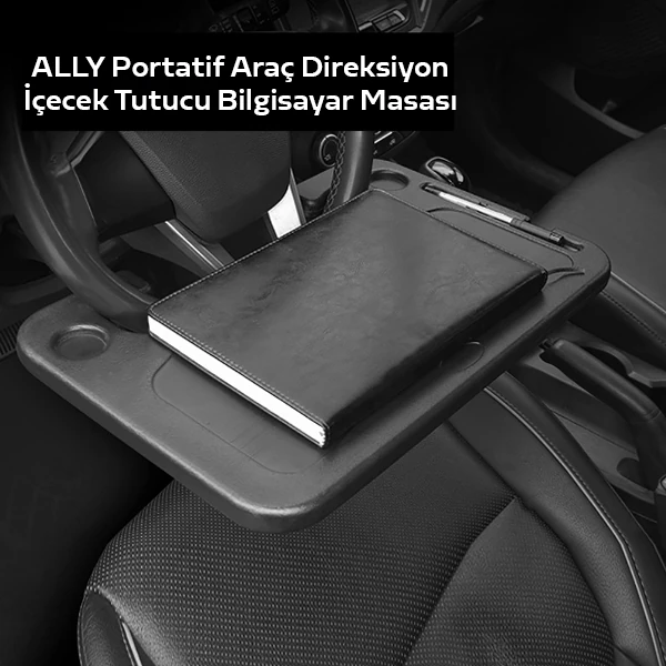 ALLY Portatif Araç Direksiyon İçecek Tutucu Bilgisayar Masası-(5775) - Siyah