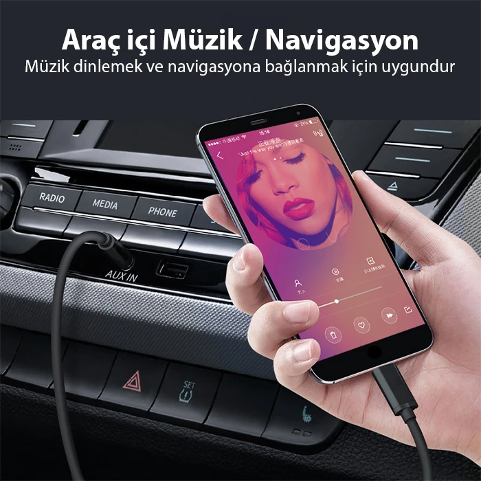 ALLY Type-c To 3.5 mm Audio Aux Kablo-(5775) - Siyah