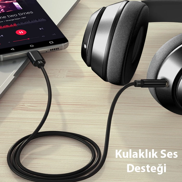 ALLY Type-c To 3.5 mm Audio Aux Kablo-(5775) - Siyah