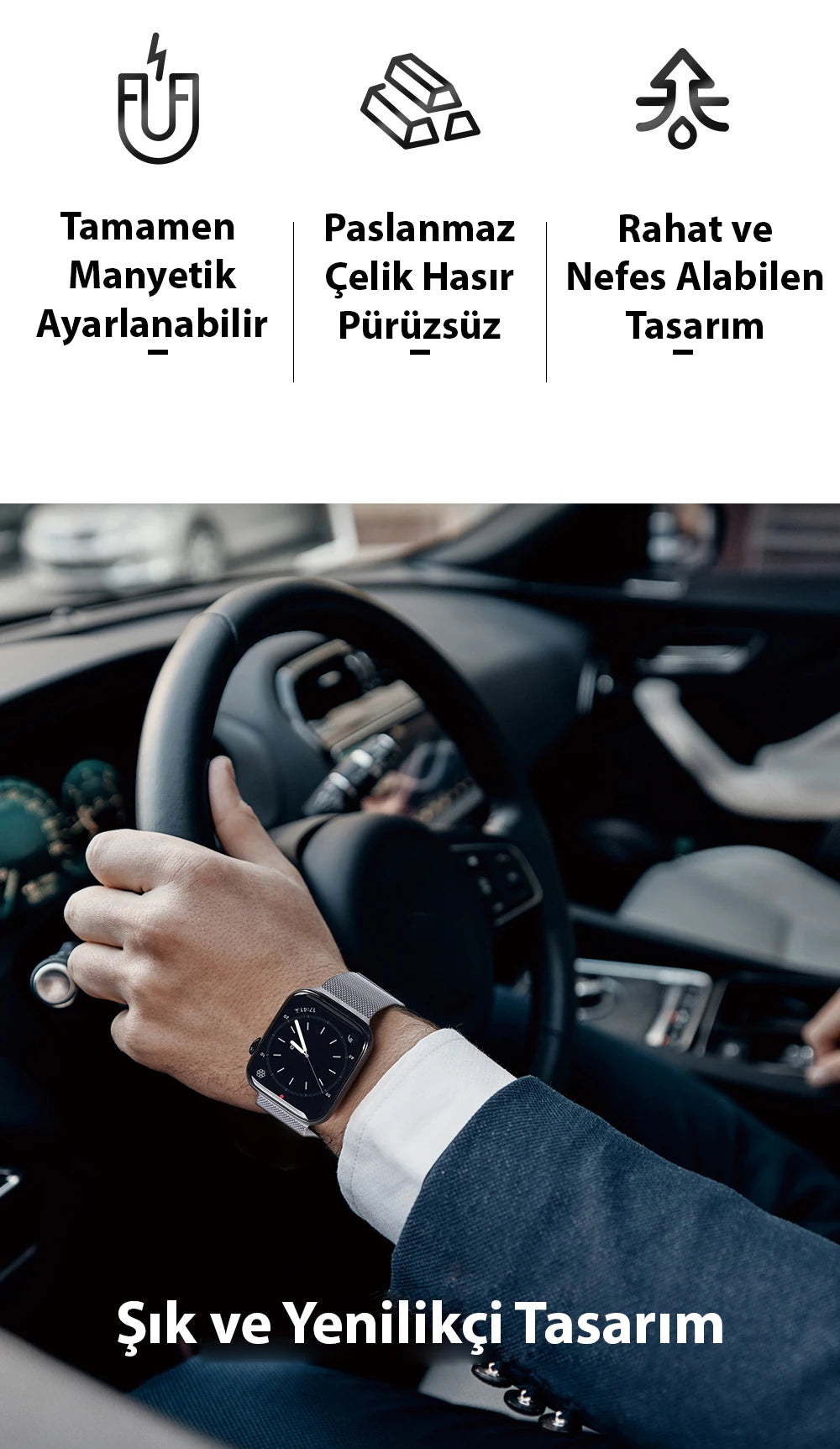 Dux Ducis SM Galaxy Watch 22MM-Huawei GT3-GT3 Pro 46MM-Magic 2 46MM Milano Loop Kayış Kordon-(5775) - Gold