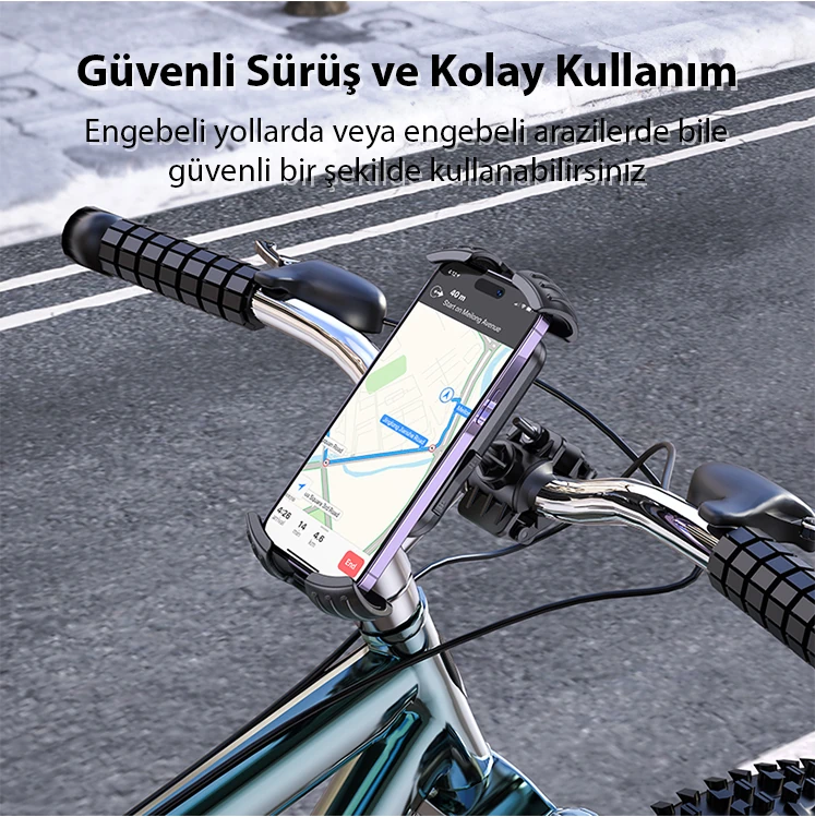 Ally Borofone BH105 Crown Gidon Bağlantılı Bisiklet ve Motosiklet Telefon Tutucu-(5775) - Siyah