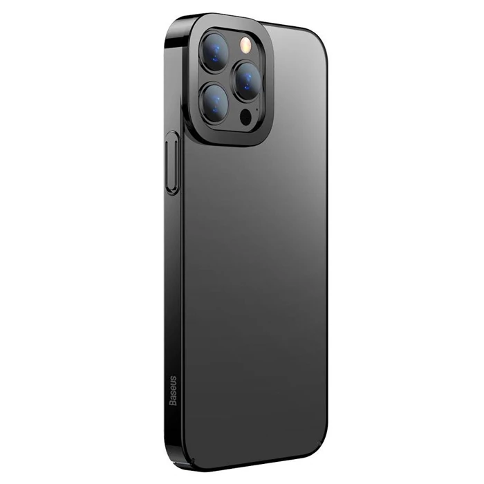 Baseus Glitter iPhone 13 Pro Max 6.7inç Kılıf Renkli Kenar Şeffaf Silikon-(5775) - Siyah