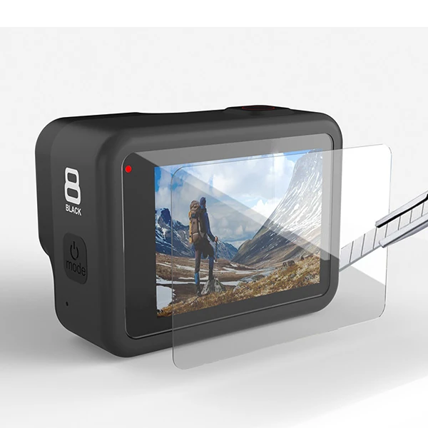 GOR Gopro Hero 8 2in1 Darbe Emici Ekran Koruyucu 2 SET-(5775) - Şeffaf 2
