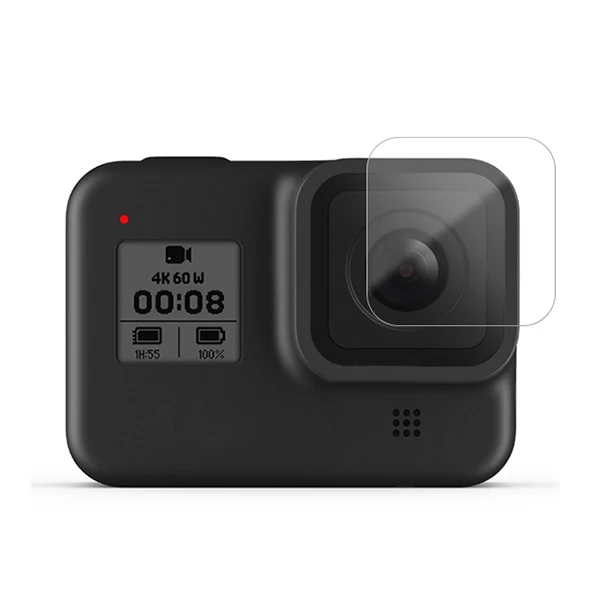 GOR Gopro Hero 8 2in1 Darbe Emici Ekran Koruyucu 2 SET-(5775) - Şeffaf 2