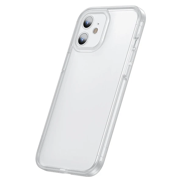 Baseus iPhone 12 Mini Kamera Lens Koruyuculu Frame Kılıf-(5775) - Beyaz
