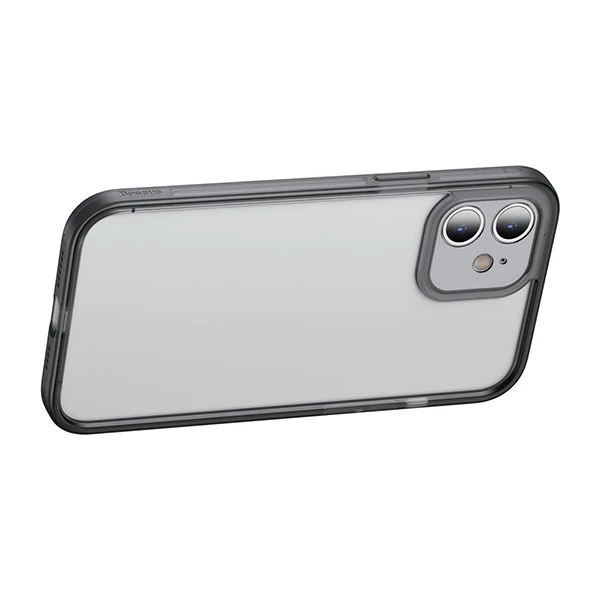 Baseus iPhone 12 Mini Kamera Lens Koruyuculu Frame Kılıf-(5775) - Beyaz