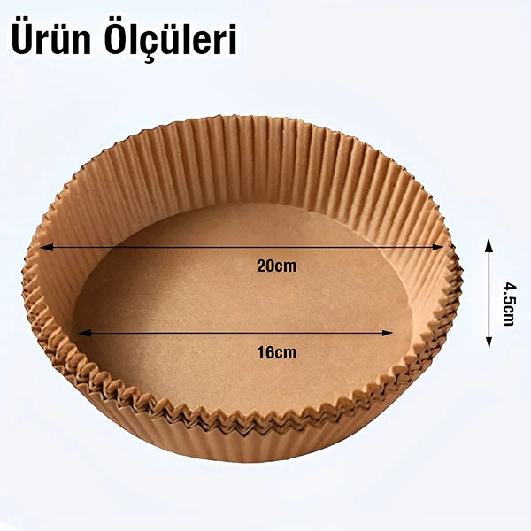 Ally 50 Adet Tek Kullanımlık Yapışmaz Airfryer Pişirme Kağıdı-(5775) - Kahverengi