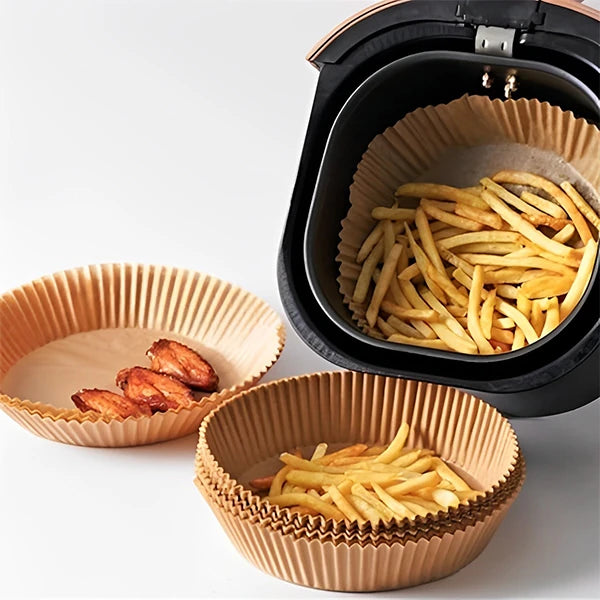 Ally 50 Adet Tek Kullanımlık Yapışmaz Airfryer Pişirme Kağıdı-(5775) - Kahverengi