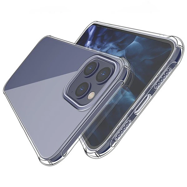 İPhone 12 Pro Max 6.7 Anti-Drop Silikon Kılıf Shockproof Şeffaf  kılıf-(5775) - Şeffaf 2