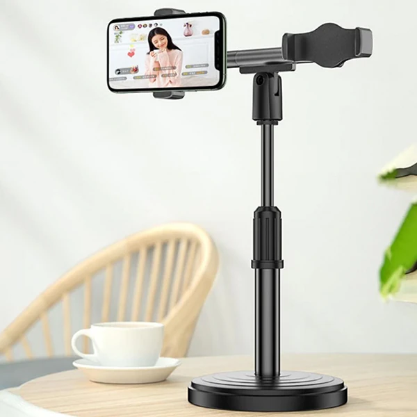 ALLY Masaüstü Youtube Tiktok Canlı Yayın Çift Telefon Tutucu Stand-(5775) - Siyah