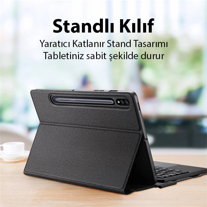 Dux Ducis SM Galaxy Tab S8/S7 Bluetooth Klavye Touchpad Kılıf X700-X706-T870-T875-T876B-(5775) - Siyah