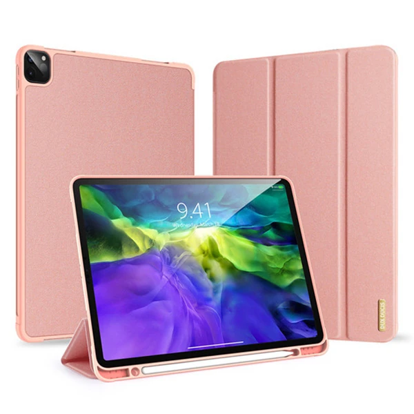 DUX DUCİS iPad Pro 12.9 (2021-2020-2018 )Kılıf Kalem Yerli Soft Tpu Mıknatıslı Domo Series Kılıf-(5775) - Pembe