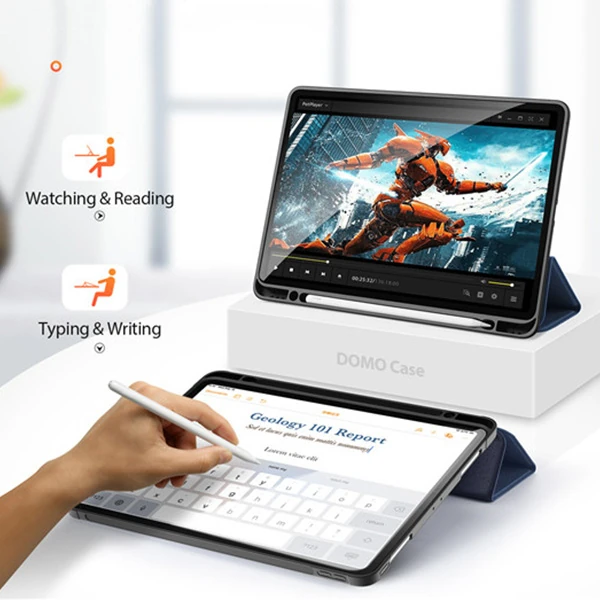 DUX DUCİS iPad Pro 12.9 (2021-2020-2018 )Kılıf Kalem Yerli Soft Tpu Mıknatıslı Domo Series Kılıf-(5775) - Pembe