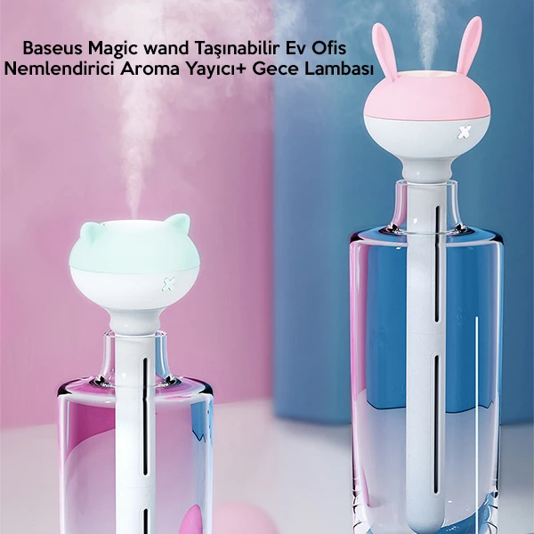 Baseus Magic wand Ev Ofis Nemlendirici Aroma Yayıcı+ Gece Lambası-(5775) - Açık Mavi