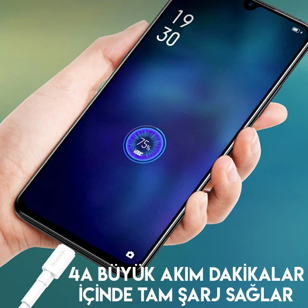 Baseus Mini White Micro USB 4A OPPO VIVO Dash Usb Şarj Kablosu 0.5cm-(5775) - Beyaz