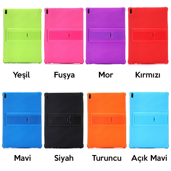 Lenovo Tab E10 TB-X104F Tab 4 10.1 Inch Tablet Standlı Silikon Kılıf-(5775) - Turuncu