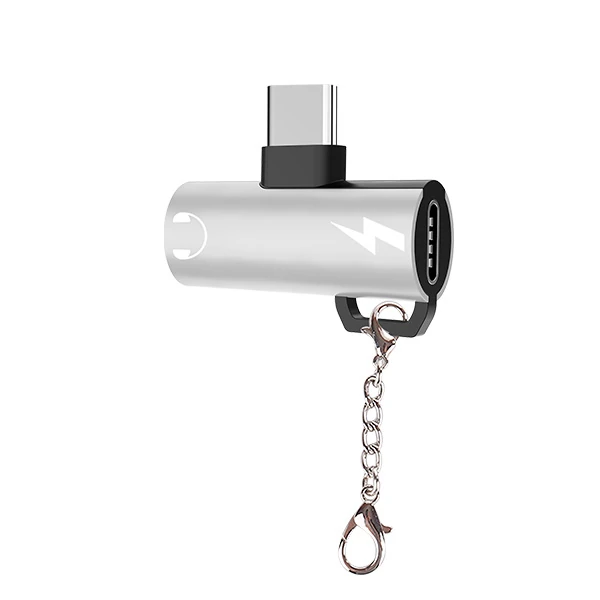 Anahtarlık Dual Usb Type C Şarj Dönüştürücü Başlık Adaptör-(5775) - Gold