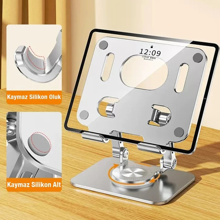 Ally H07 Katalanabilir Alüminyum Tablet ve Telefon Tutucu Standı-(5775) - Gri