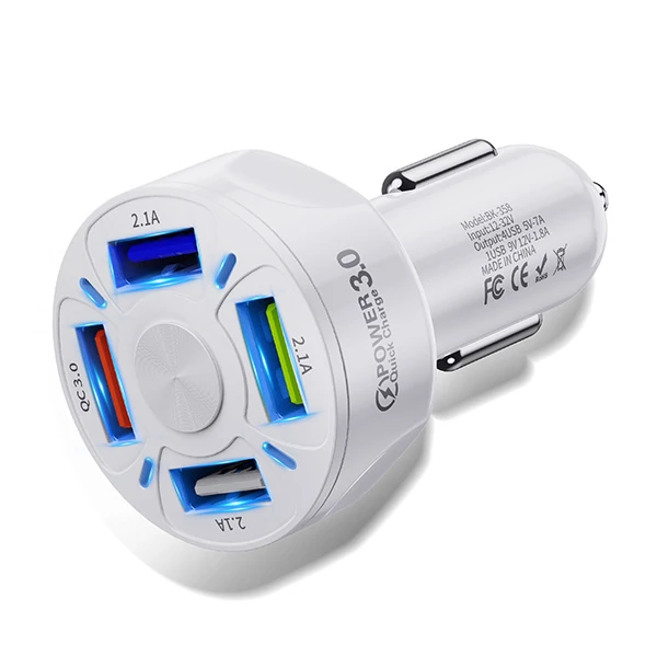 USLİON QC3.0 4- Port Çıkışlı Çoklu Usb Araç Şarjı Şarj Aleti-(5775) - Siyah