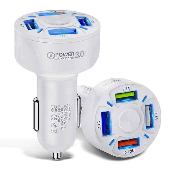 USLİON QC3.0 4- Port Çıkışlı Çoklu Usb Araç Şarjı Şarj Aleti-(5775) - Siyah