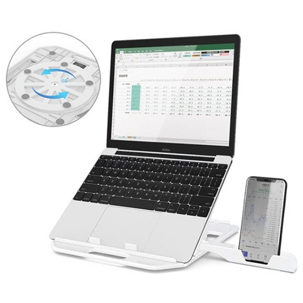 ALLY Yükseklik Ayarlı Dizüstü Laptop-Tablet Standı Telefon Tutucu-(5775) - Beyaz