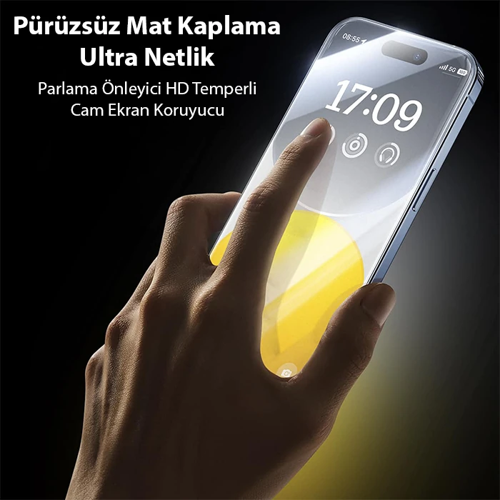 Baseus iPhone 15 Full Koruma Anti Mavi Işık Tempered Cam Ekran Koruyucu-(5775) - Şeffaf 2