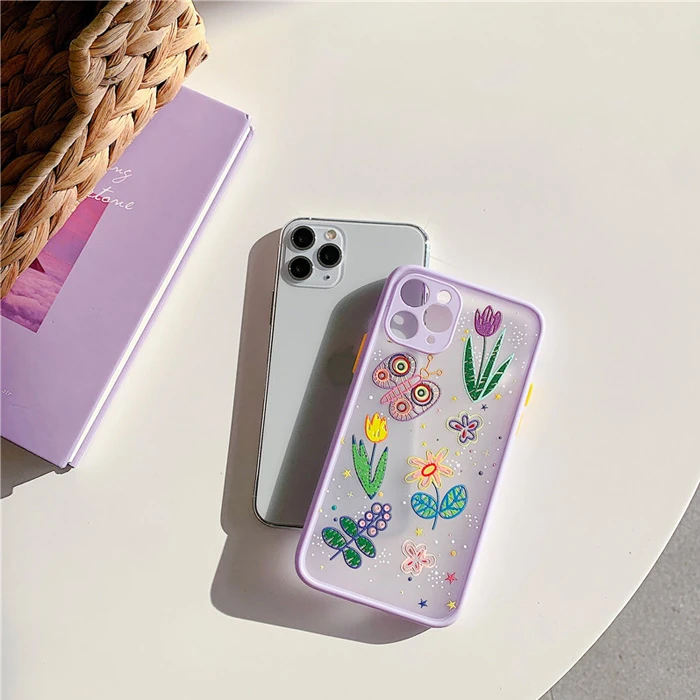 iPhone 11 Pro 5.8inç Kamera Korumalı Çiçek Desenli Silikon Kılıf-(5775) - Desenli 1
