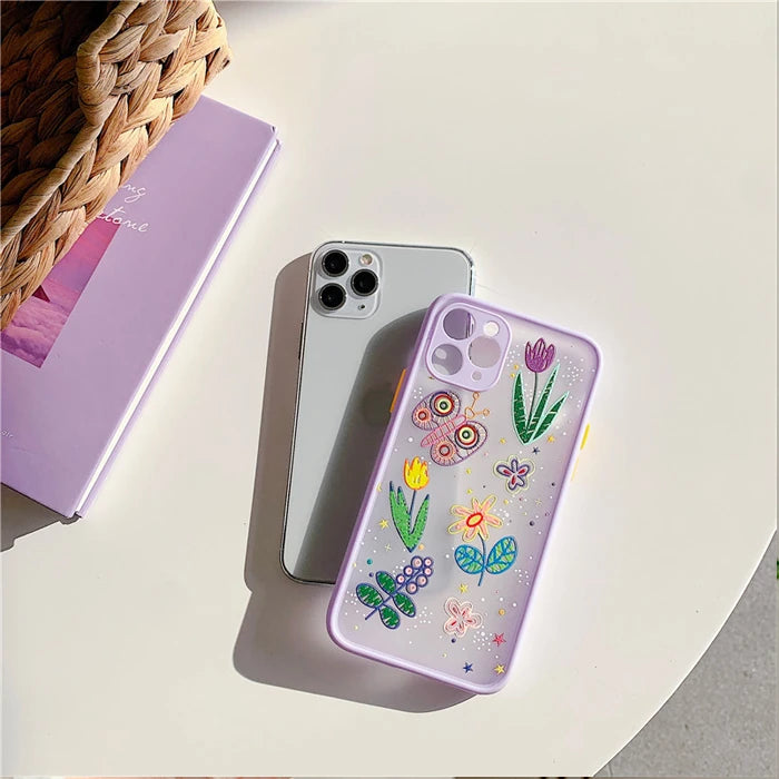 iPhone 11 Pro 5.8inç Kamera Korumalı Çiçek Desenli Silikon Kılıf-(5775) - Desenli 1