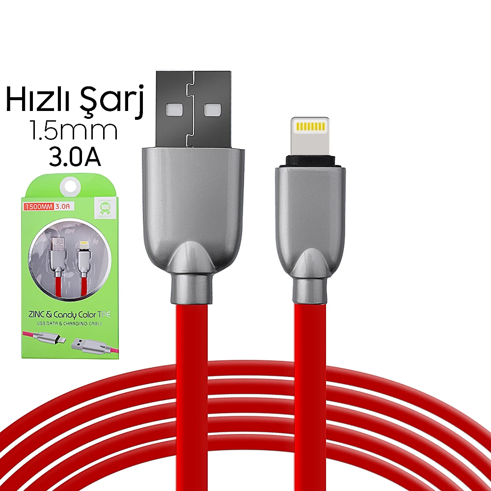 Ally İphone5s6s788 Plus Zinc Alloy Dayanıklı 3.0a 1.5mm Usb Kablo-(5775) - Gold