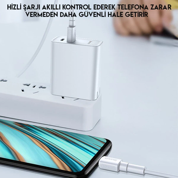 Baseus Mini White Micro USB 4A OPPO VIVO Dash Usb Şarj Kablosu 1Metre-(5775) - Beyaz
