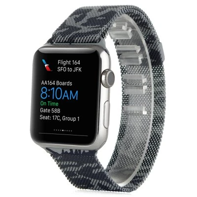 Ally Apple Watch 7-8 45mm 6-5-4 44mm Kayış Kordon Metal Milano Loop Kamuflaj 3-2-1 42mm-(5775) - Kamuflaj Gri