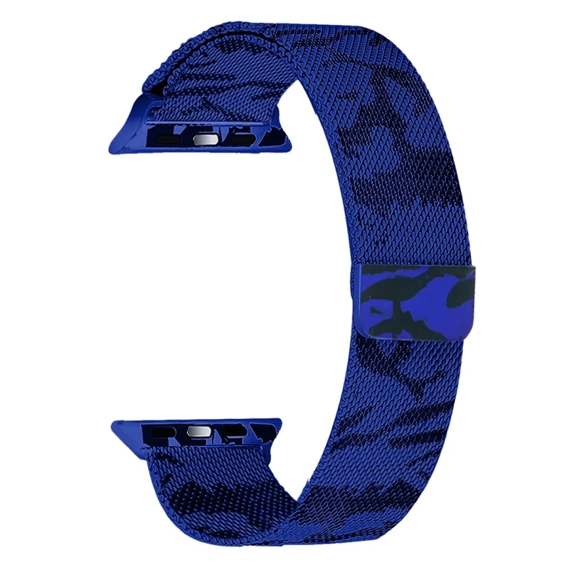 Ally Apple Watch 7-8 45mm 6-5-4 44mm Kayış Kordon Metal Milano Loop Kamuflaj 3-2-1 42mm-(5775) - Kamuflaj Gri