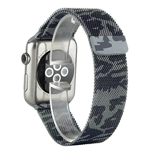 Ally Apple Watch 7-8 45mm 6-5-4 44mm Kayış Kordon Metal Milano Loop Kamuflaj 3-2-1 42mm-(5775) - Kamuflaj Gri